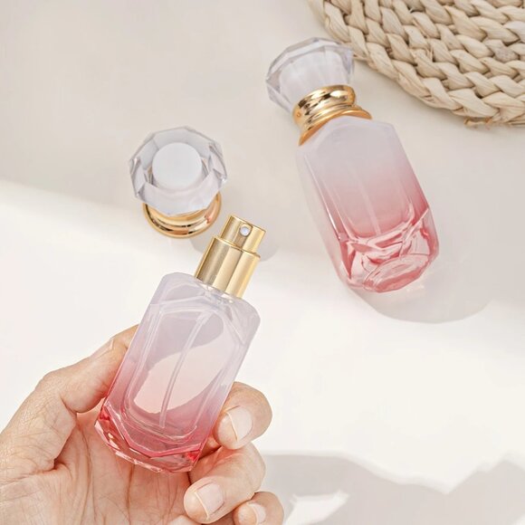 1pc.  Geometric Shape Gradient Pink Cologne Bottle - Picture 3 of 4